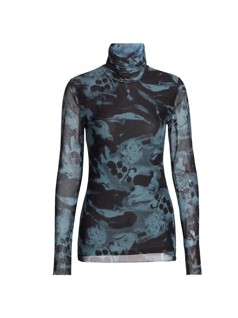 Ganni Printed Mesh Turtleneck 1