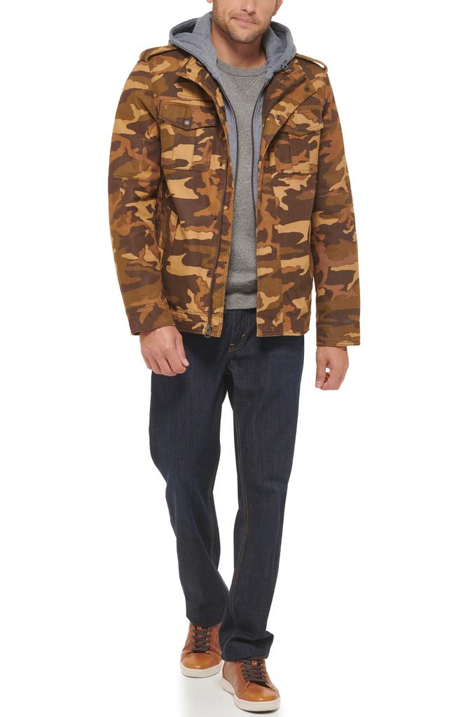 Levi s Washed Cotton Faux Shearling Lined Hooded Military Jacket Jackets BeyondStyle