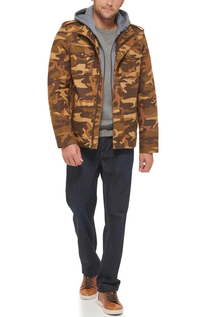 Levi's Washed Cotton Faux Shearling Lined Hooded Military Jacket 5