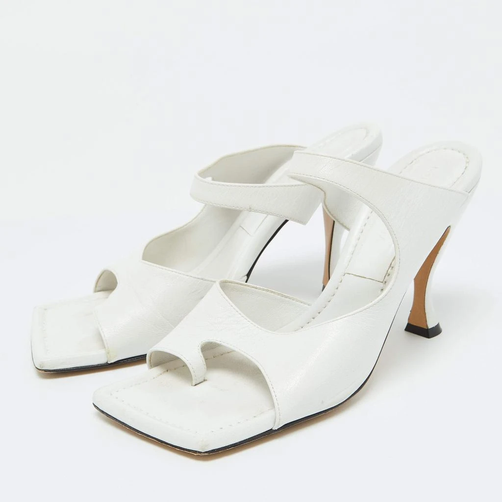 Bottega Veneta Bottega Veneta White Leather Thong Slide Sandals Size 37.5 2