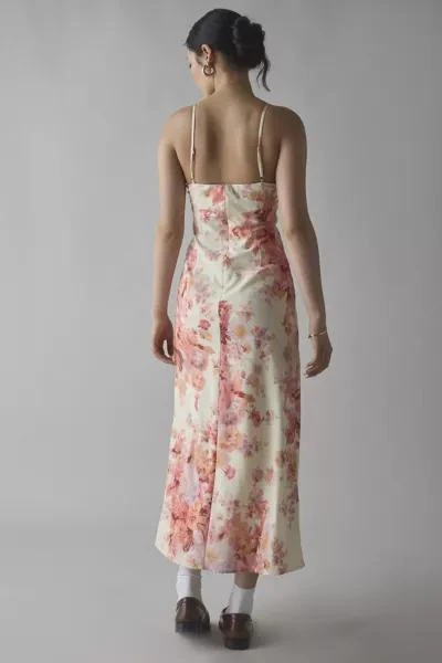 Kiss The Sky Kiss The Sky Floral Printed Satin Slip Midi Dress 4