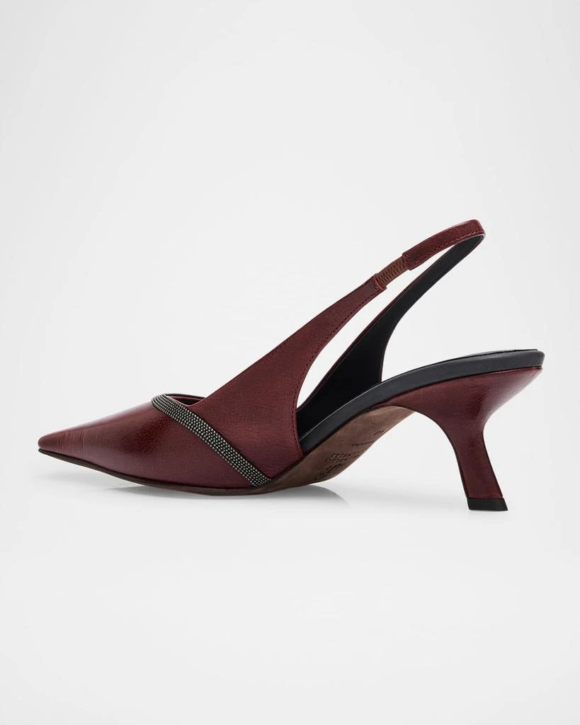 Brunello Cucinelli Leather Monili Slingback Pumps 4