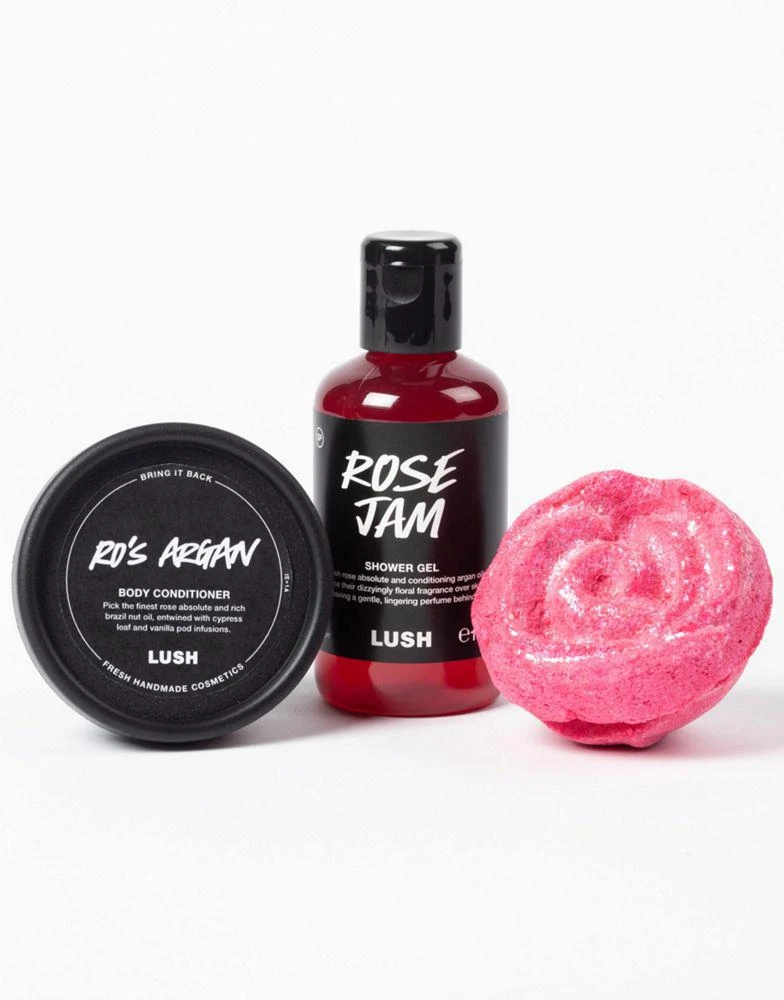 Lush LUSH Best for feeling Ro'sy Shower Gel, Body Conditioner & Bubble Bar Bath Set 1