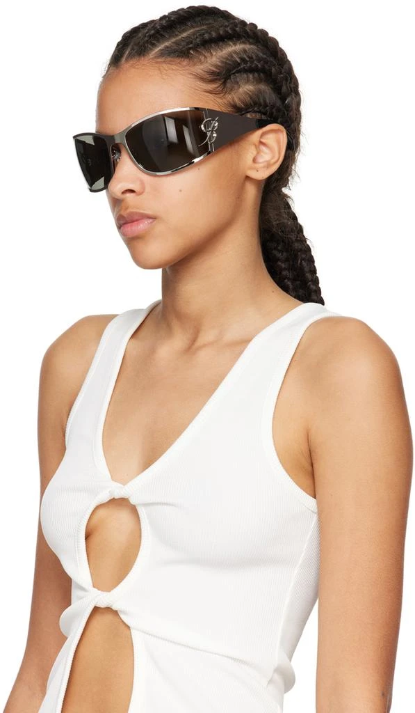 BLUMARINE Silver Metal Wraparound Sunglasses 4