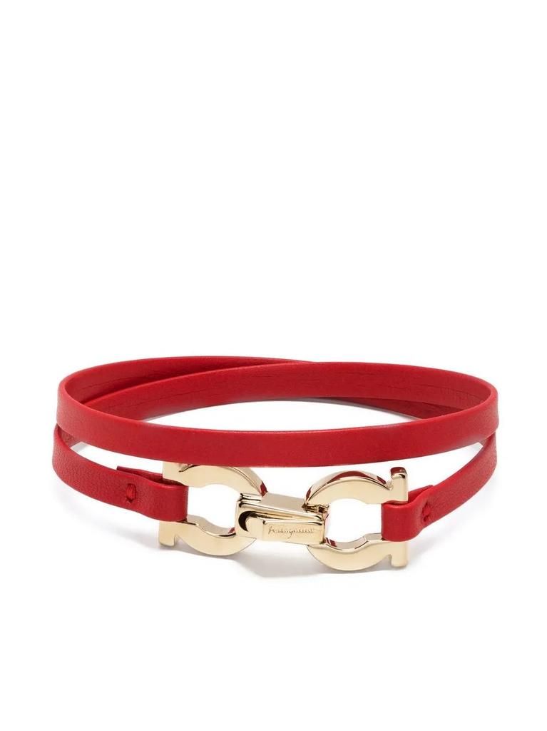 Salvatore Ferragamo Ferragamo Gancini-Plaque Leather Bracelet