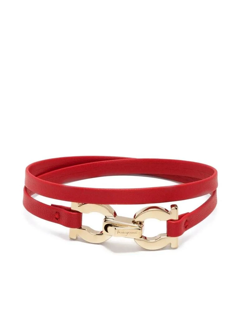 Salvatore Ferragamo Ferragamo Gancini-Plaque Leather Bracelet 1