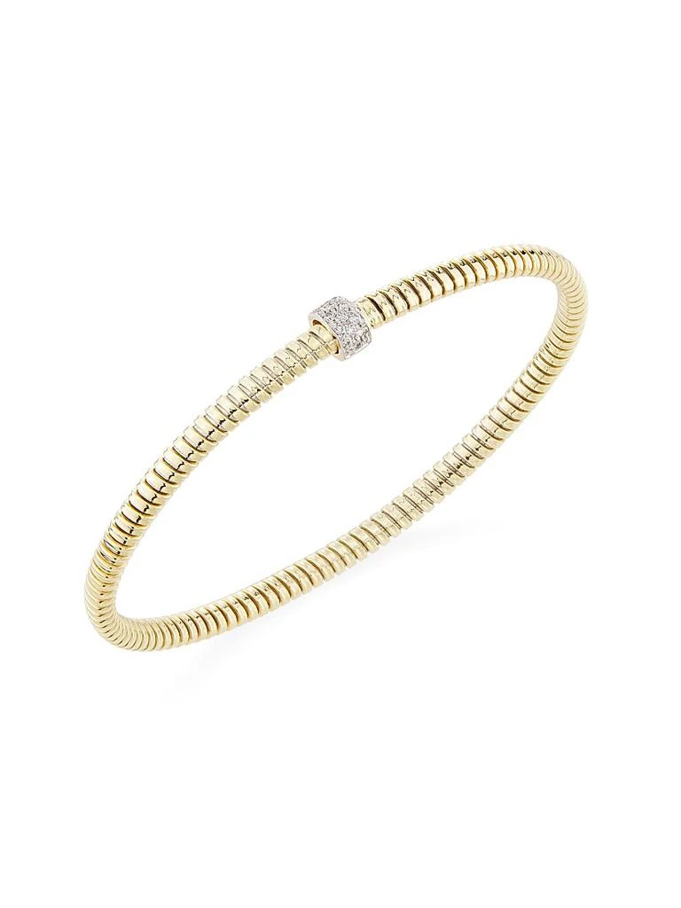 Saks Fifth Avenue Collection 14K Yellow Gold 
0.10 TCW Diamond Ridged Bangle
