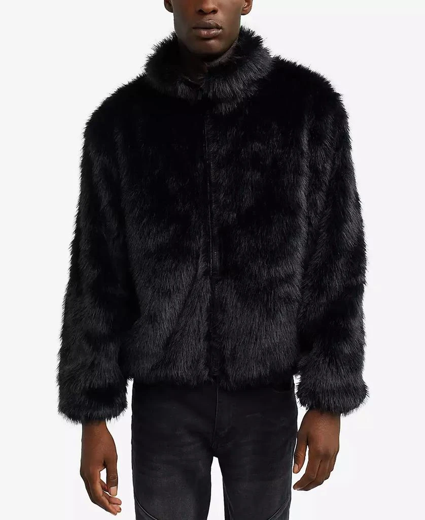 Reason Men's Faux Fur Full Zip Jacket 1