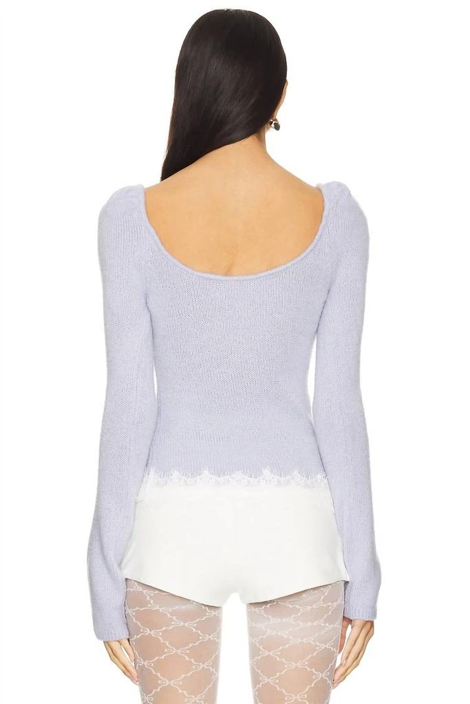 For Love & Lemons Rosaleen Knit Sweater In Blue 3