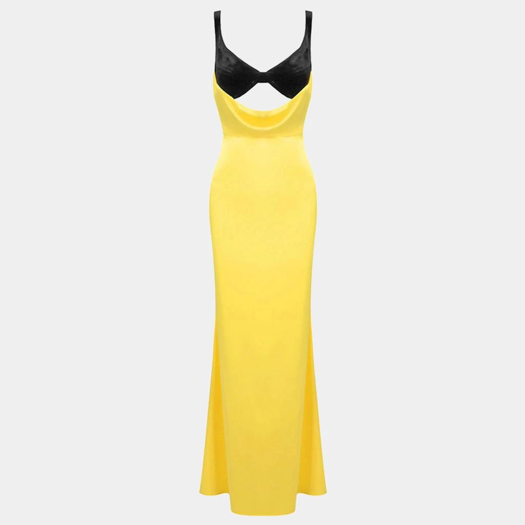 RASARIO Rasario Yellow Velvet and Satin Cut-Out Maxi Dress XS - Dresses &  Skirts - Free Shipping - BeyondStyle