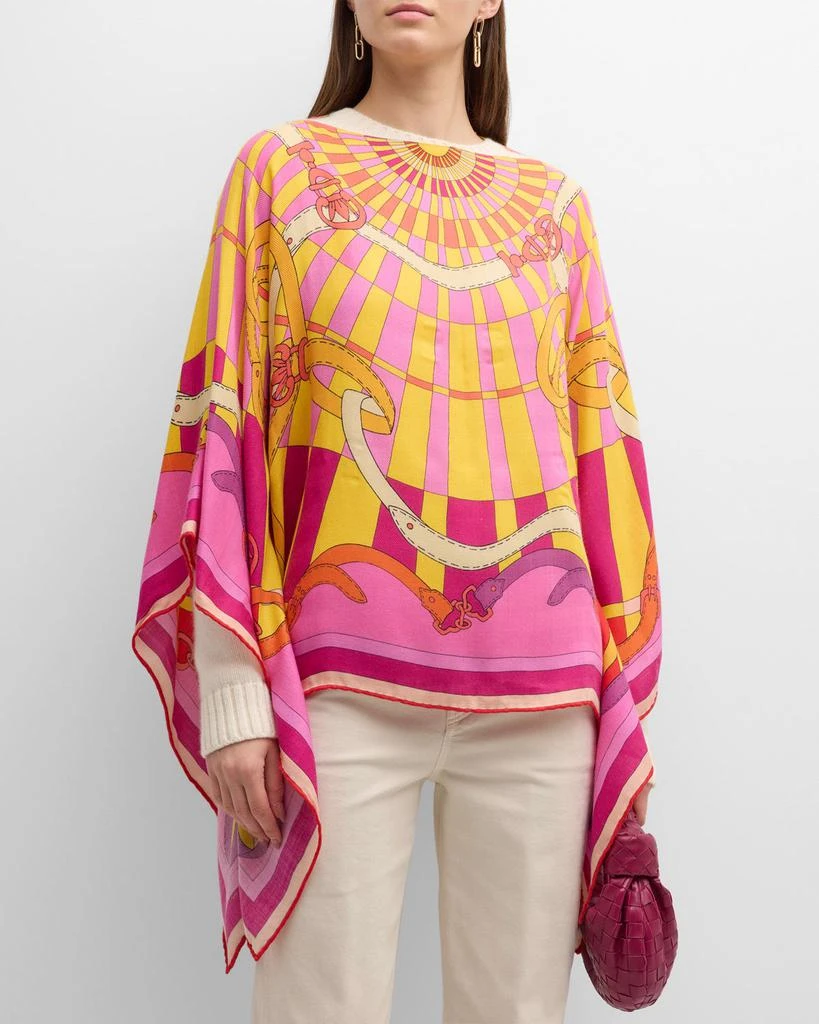 Rani Arabella Firenze Print Cashmere & Silk Poncho 1