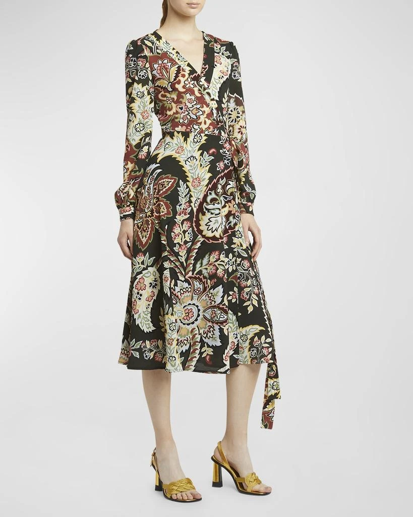 ETRO Blossom-Print Long-Sleeve Midi Wrap Dress 3