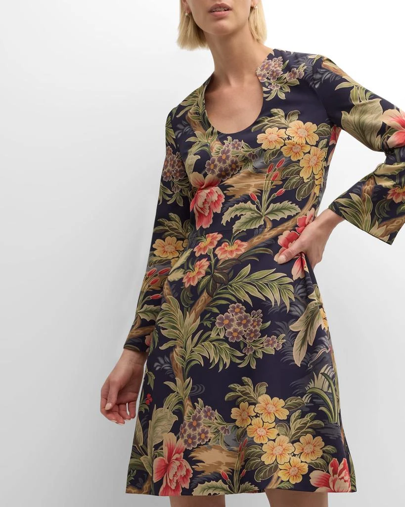 ETRO Idillium Paisley U-Neck Long-Sleeve Dress 7