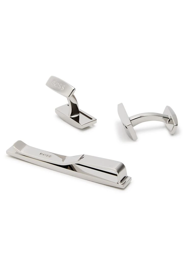 Hugo Boss Logo-engraved tie pin and cufflink set 2