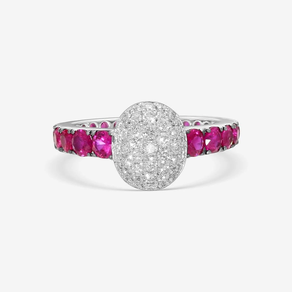 Crivelli Crivelli 18K White Gold Ruby 
Diamond Domed Oval Ring Sz. 6.75 035-R22687-copy