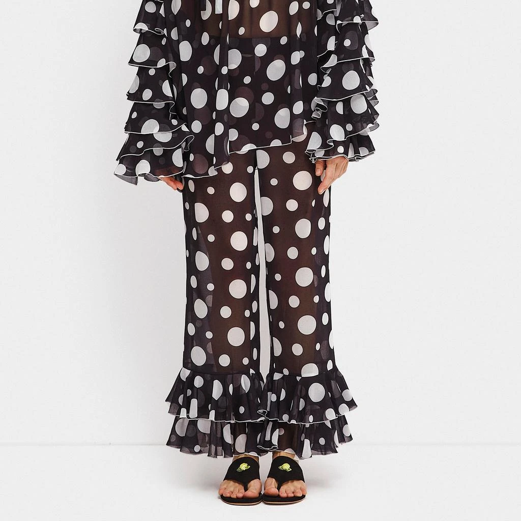 Sleeper Samba Ruffled Polka-Dot Chiffon Pants 1