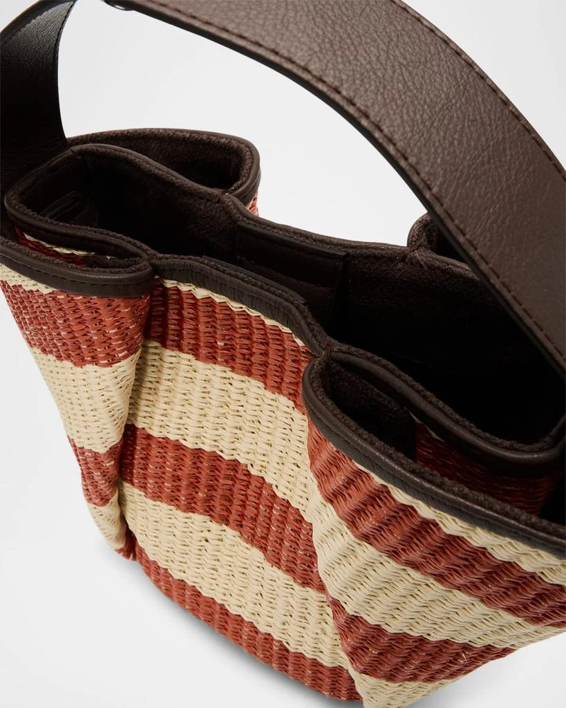 Brunello Cucinelli Marine Mini Striped Raffia Tote Bag 5