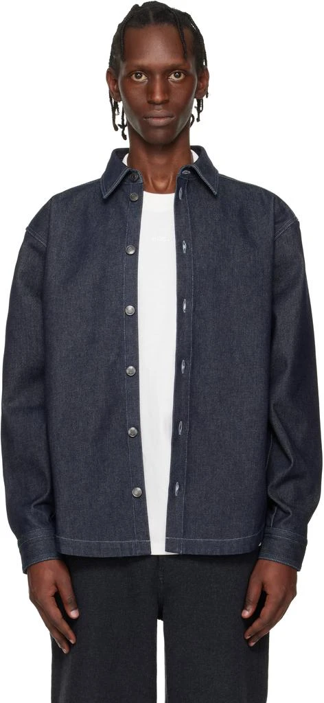Hugo Boss Navy Oversized-Fit Weighty Denim Overshirt
