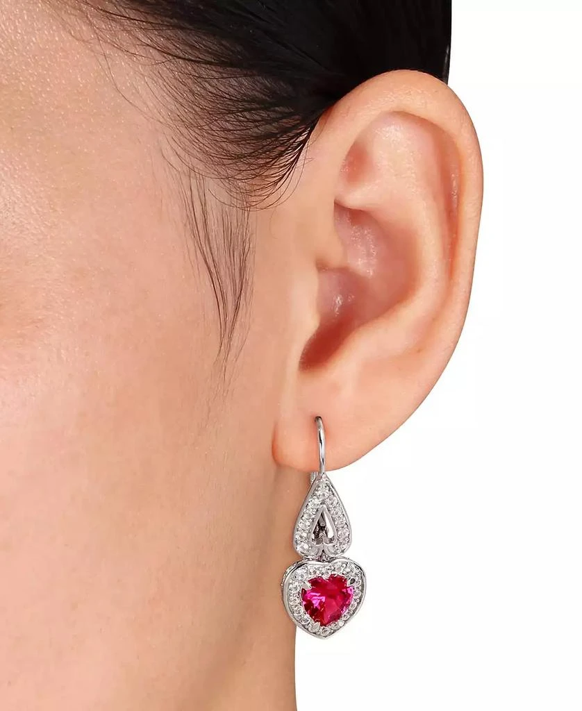 Macy
s Lab-Grown Ruby (3-1/5 ct. t.w.) 
Lab-Grown White Sapphire (1-3/4 ct. t.w.) Heart Drop Earrings in Sterling Silver 2
