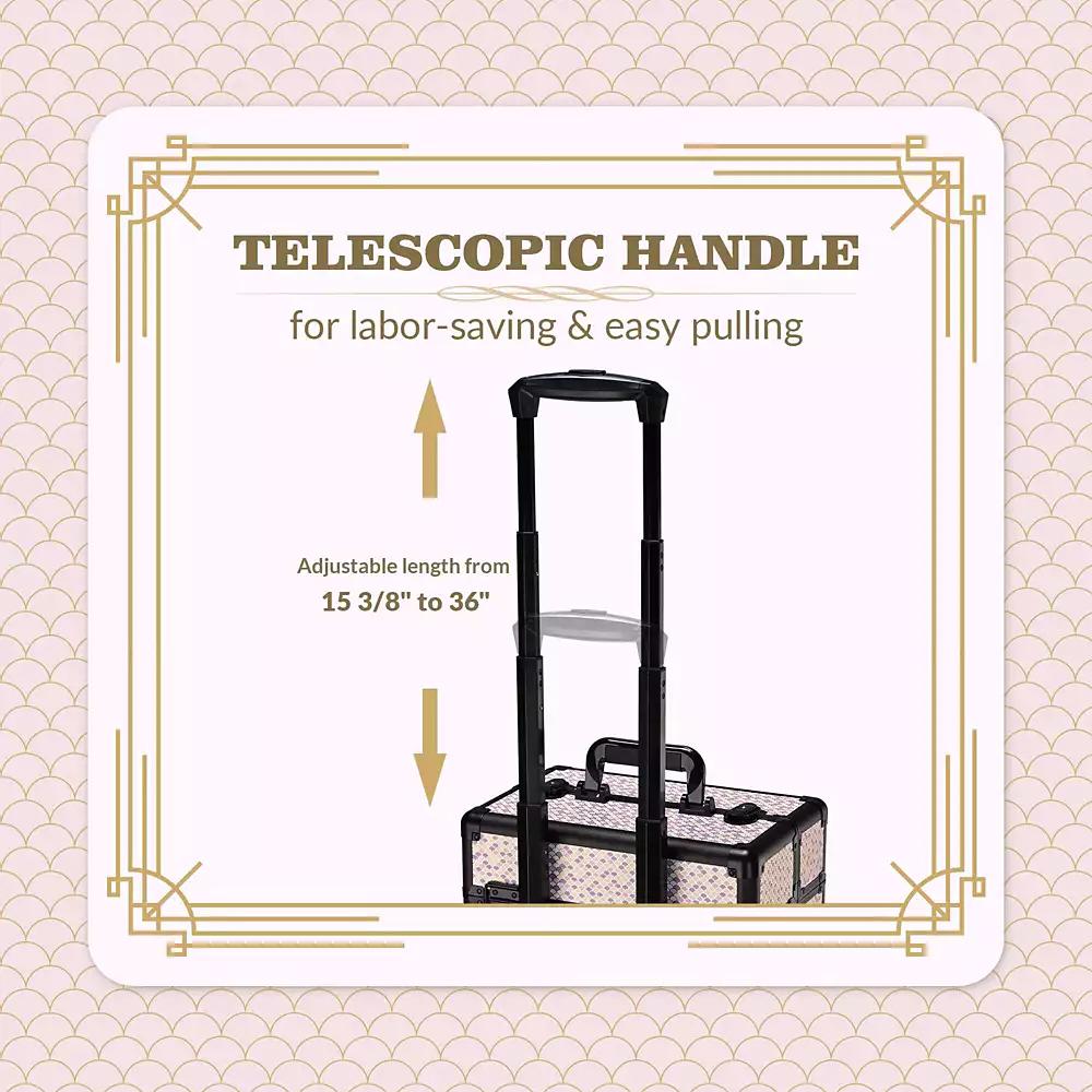 Byootique Cosmetology Case on Wheels Cosmetic Trolley Travel Art Deco Tyrian