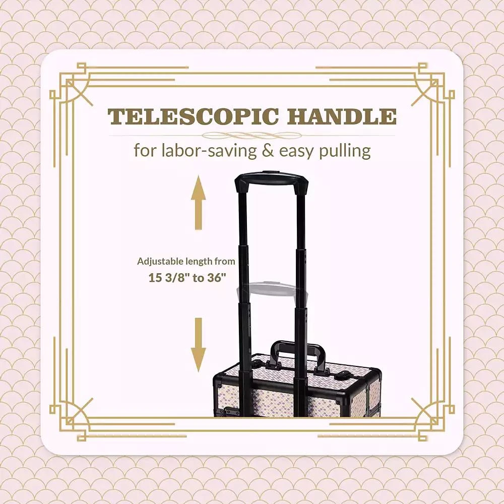 Byootique Cosmetology Case on Wheels Cosmetic Trolley Travel Art Deco Tyrian 2