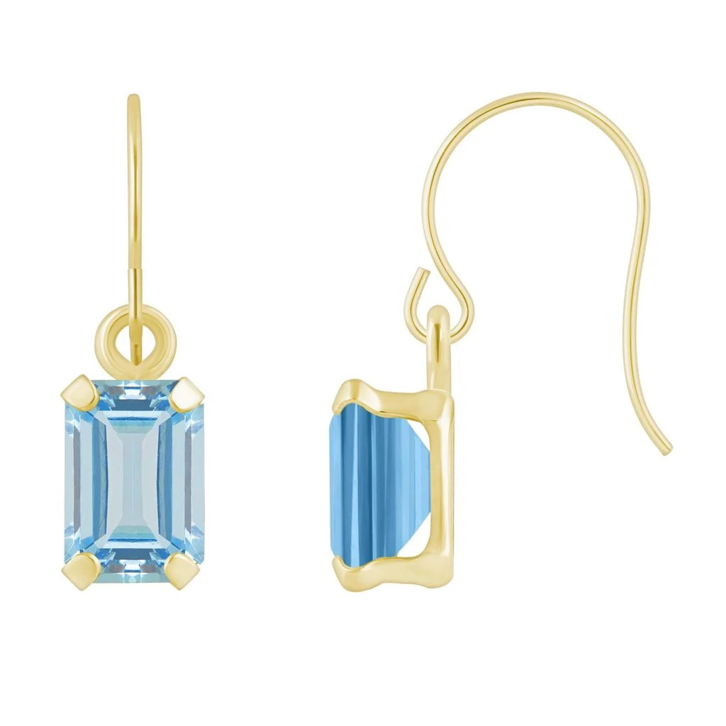 Glistening Jewels 10K Gold 6x4mm Emerald Cut Aquamarine Drop Earrings