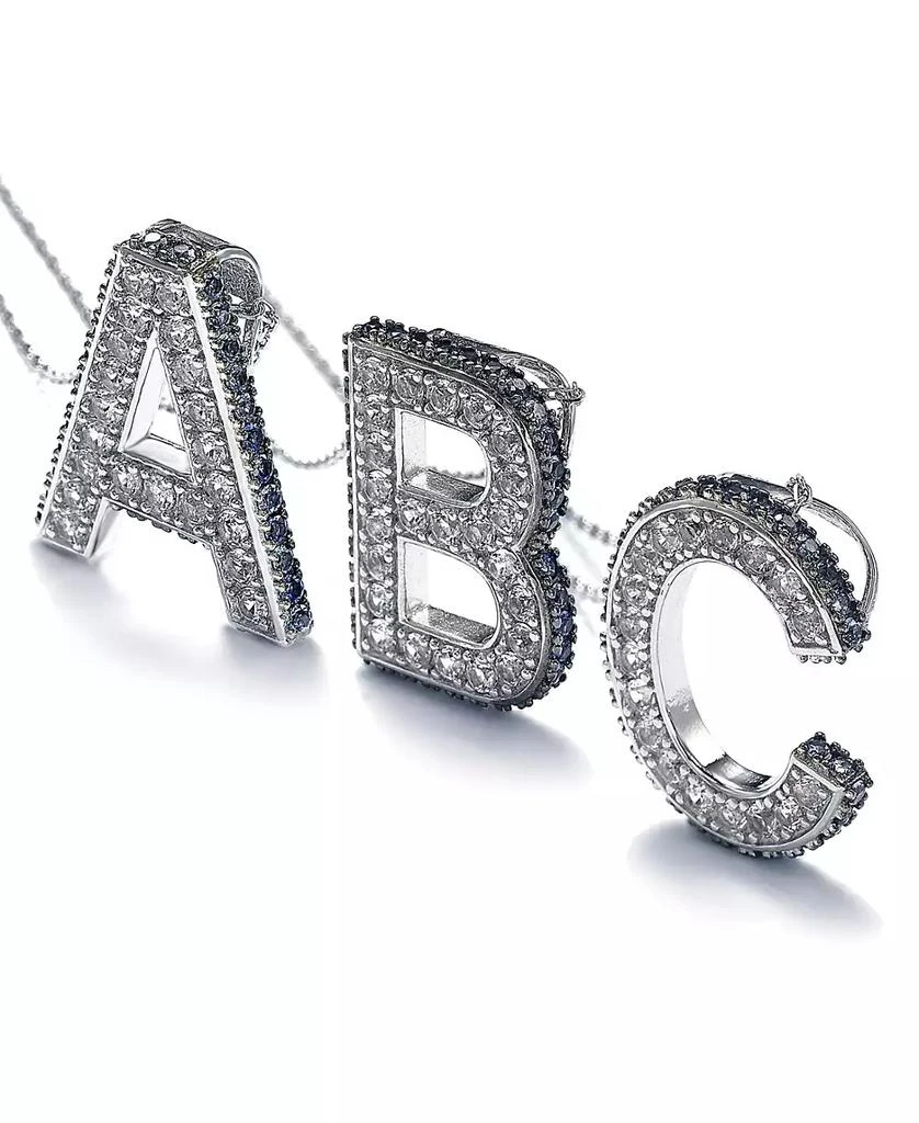 Suzy Levian New York Suzy Levian Sterling Silver Sapphire 3-D Letter "C" Initial Pendant 5