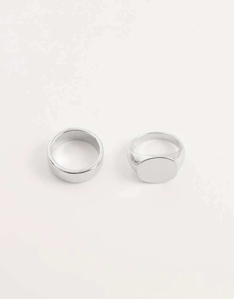 Jack 
Jones Jack 
Jones 2 pack rings in silver