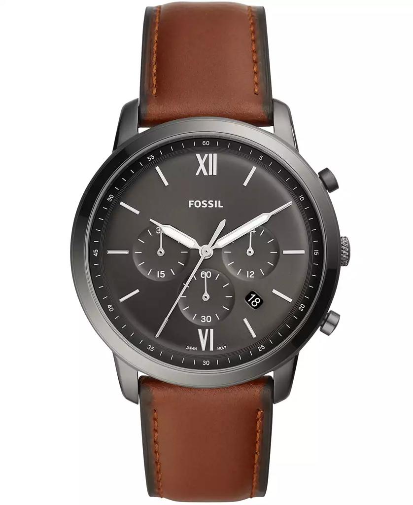 Fossil Mens Neutra Chrono gray case with brown leather strap