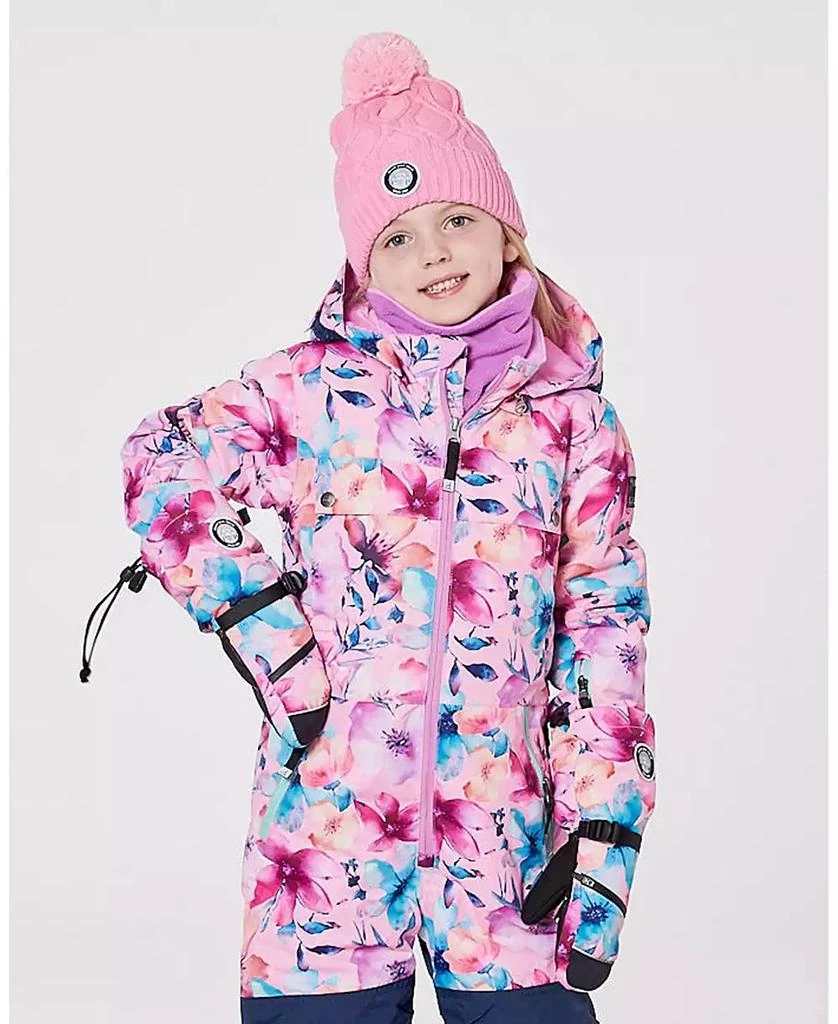 Deux par Deux Girl Winter Mittens Teknik Pink Watercolor Flower Print - Child 3