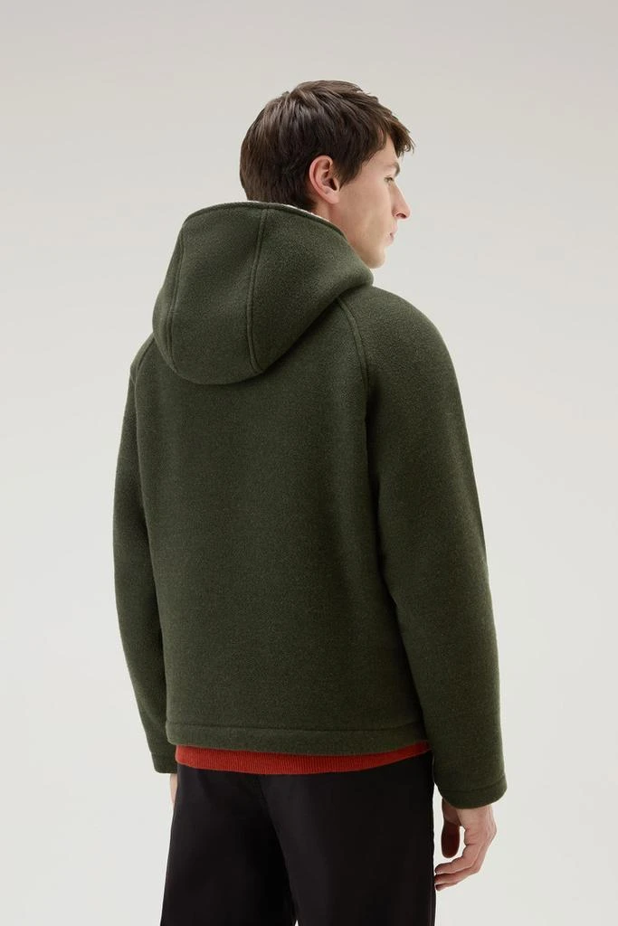 WOOLRICH Hooded Jacket in Recycled Manteco Wool Blend - Men - Green 3