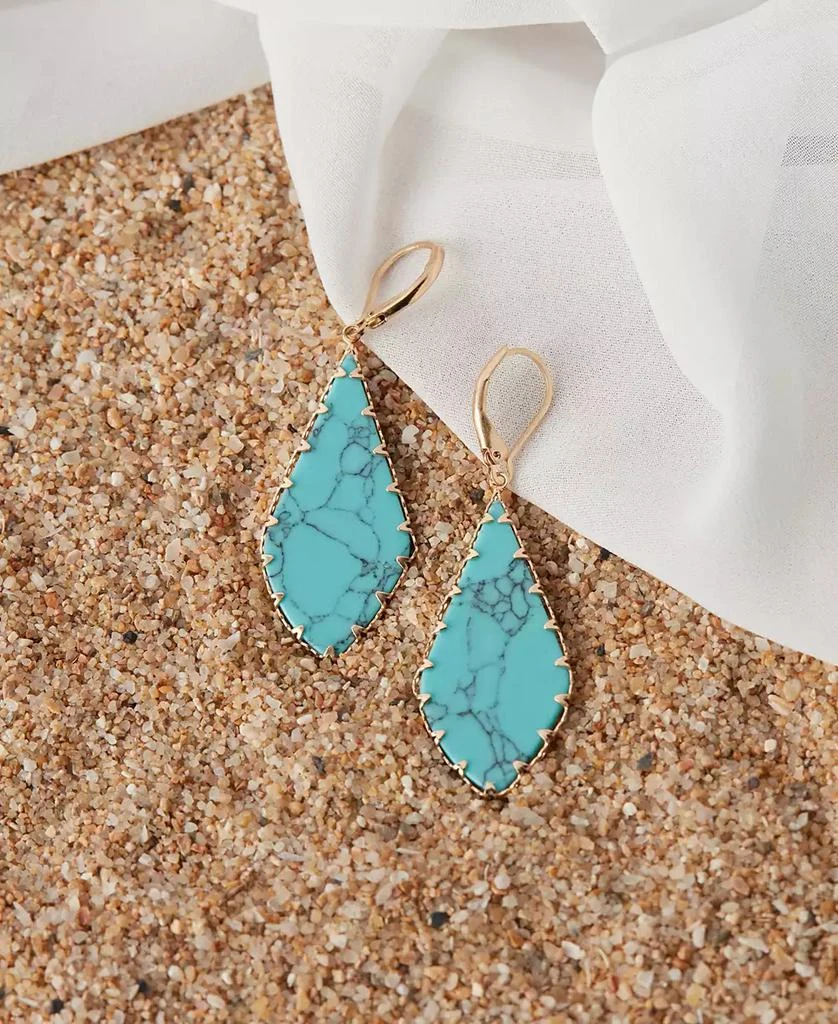 Lonna & Lilly Gold-Tone Framed Flat Stone Drop Earrings 4