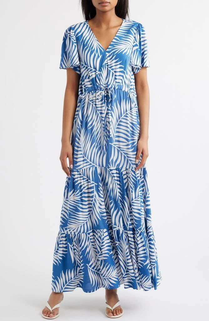 Vince Camuto Palm Print Tiered Maxi Dress