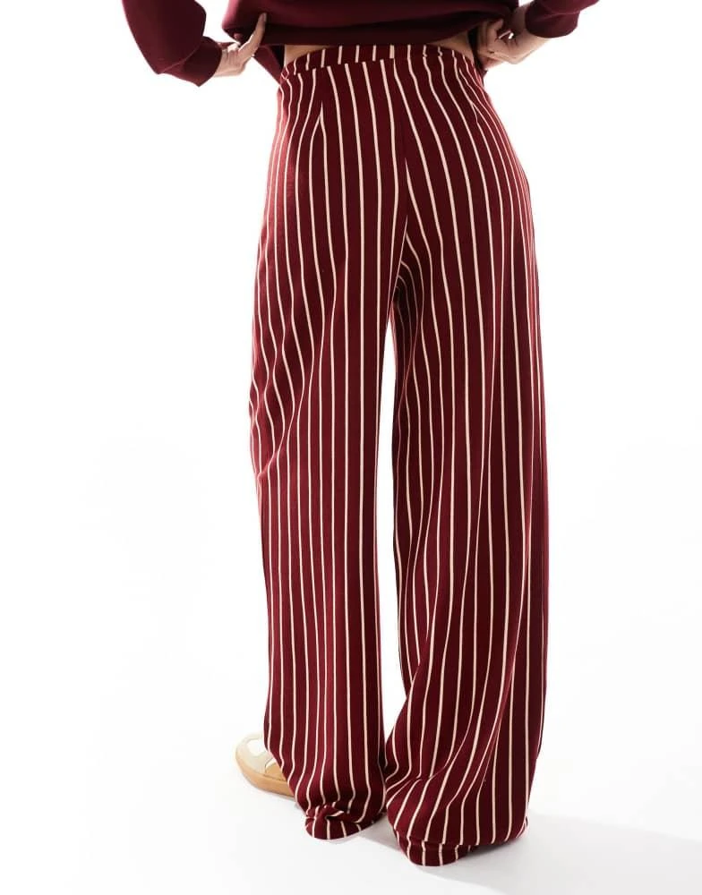ASOS ASOS DESIGN tailored jogger in burgundy and white stripe 4