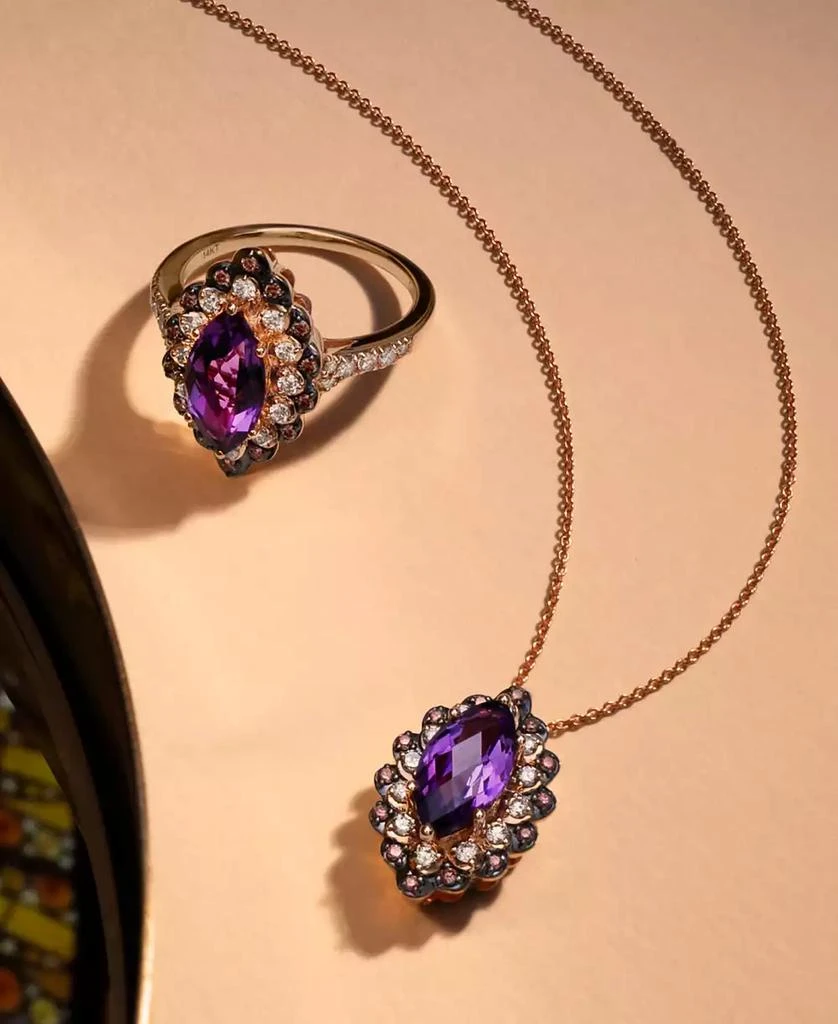 Le Vian Grape Amethyst (1-3/8 ct. t.w.) & Diamond (3/8 ct. t.w.) Marquise Halo Ring in 14k Rose Gold 4