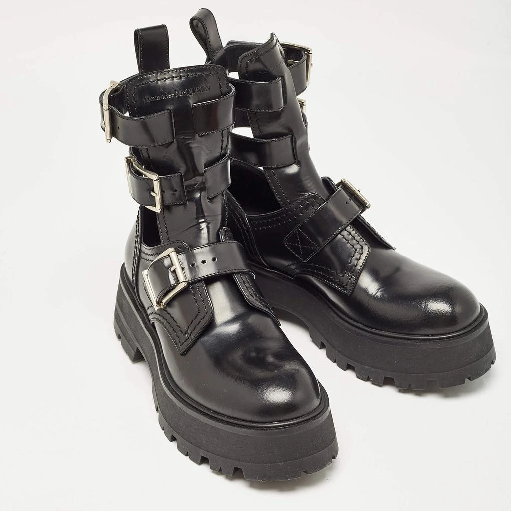 Alexander McQueen Alexander McQueen Black Leather Rave Buckle Ankle Boots Size 37.5 4