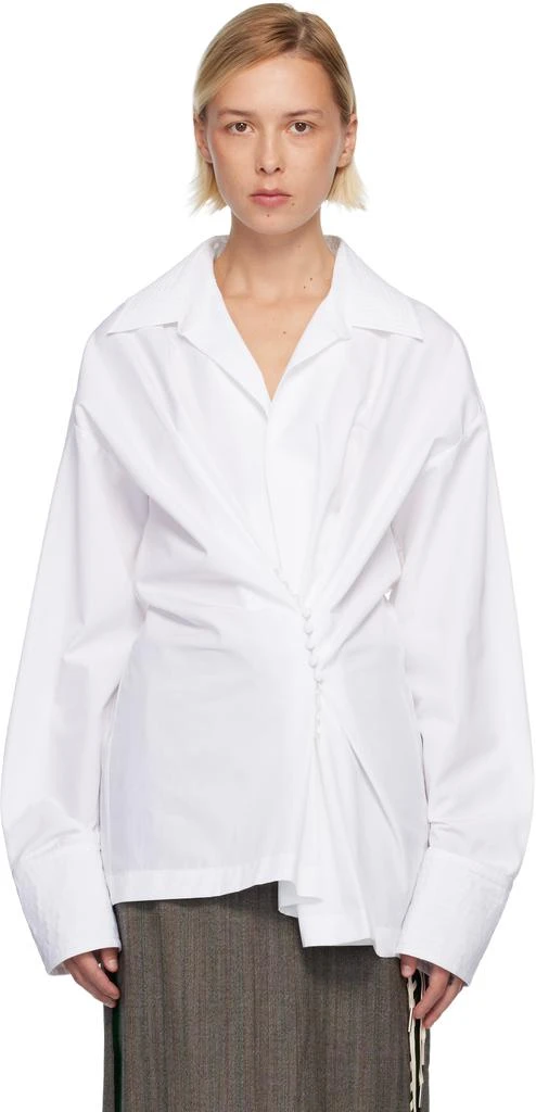 Dries Van Noten White V-Neck Shirt 1