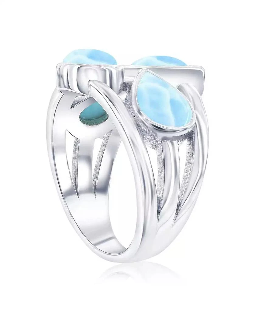 Caribbean Treasures Sterling Silver, Multi-Shaped Larimar Ring 2