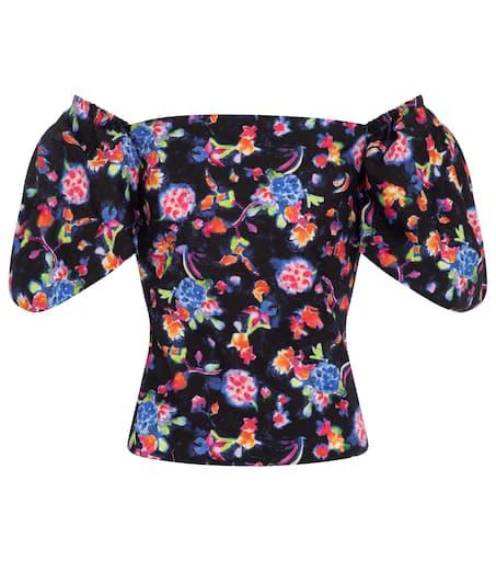 CAROLINE CONSTAS Eliana floral cotton-blend blouse 1
