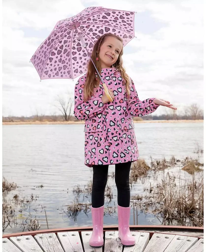 Deux par Deux Toddler Girls Rain Jacket in Polyurethane Pink Heart Print 6