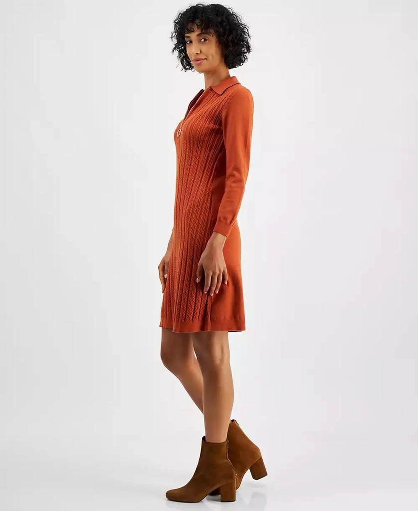Robbie Bee Petite Cable-Knit Half-Zip Sweater Dress 4