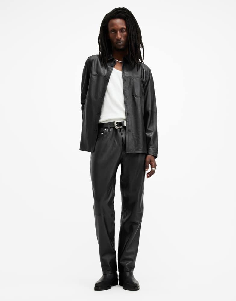 ALL SAINTS AllSaints Lynch leather trousers in black