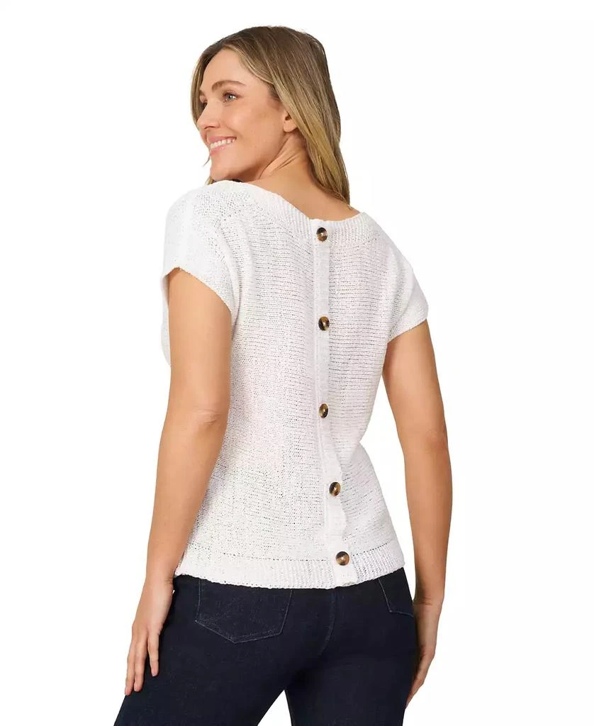 Melissa Paige Women's Button-Back Short-Sleeve Tape-Yarn Sweater 2