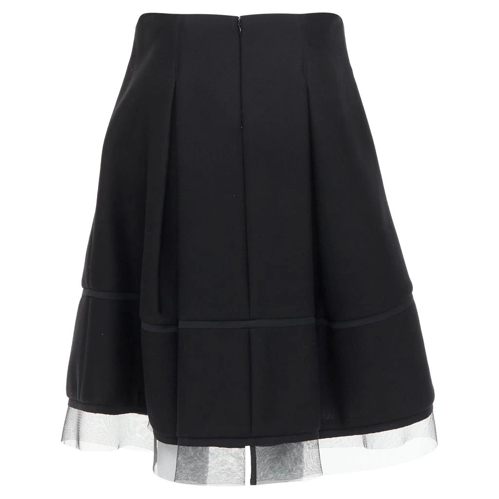 Donna Karan Scuba Pleated Tulle Mesh Trim A-Line Skirt 5