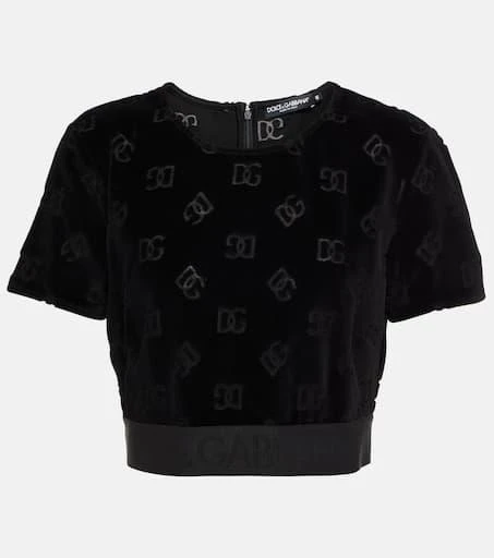 Dolce 
Gabbana Logo cotton velvet crop top 1