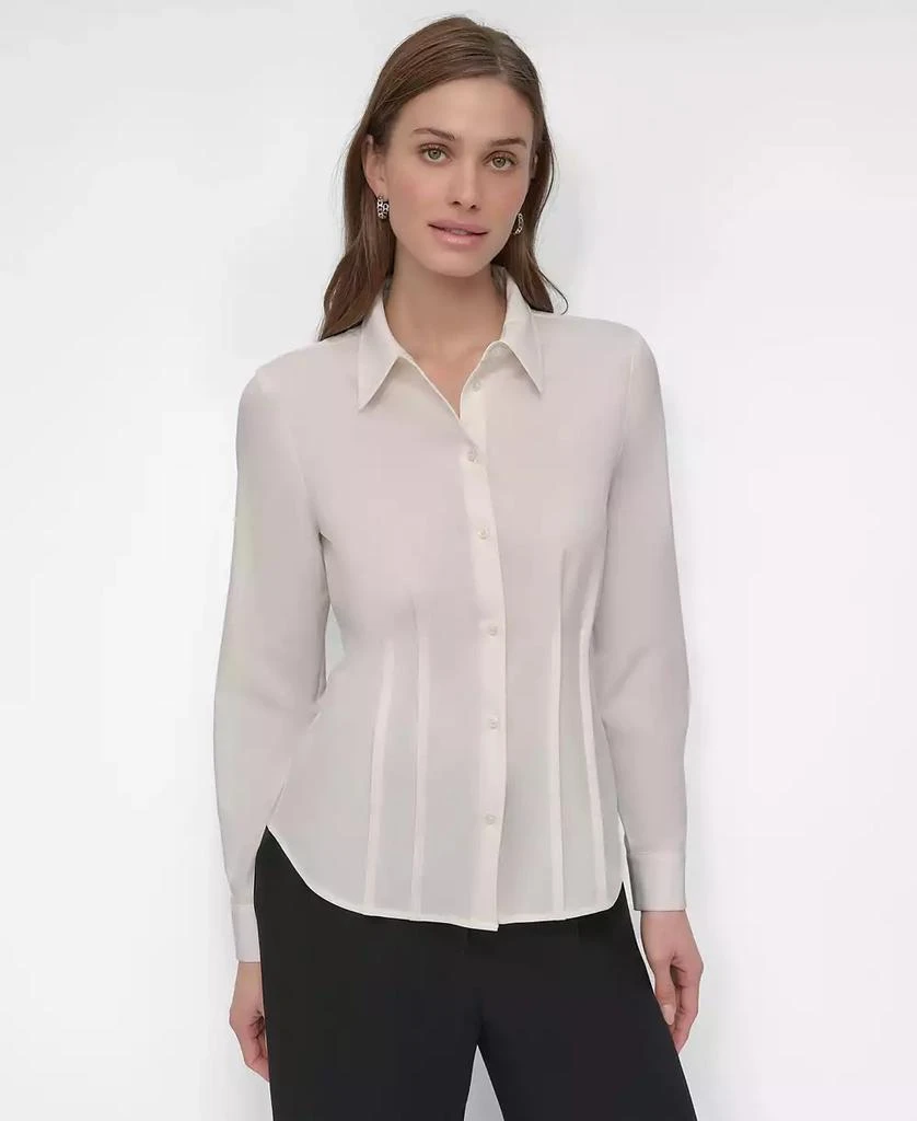 Women's Button-Front Collared Fitted Blouse  On Sale Now with Up to 71%  Off | Discover Exclusive Deals & Savings at BeyondStyle  Authentic DKNY  top|women's fashion, shoes & accessories|tops with Limited-Time