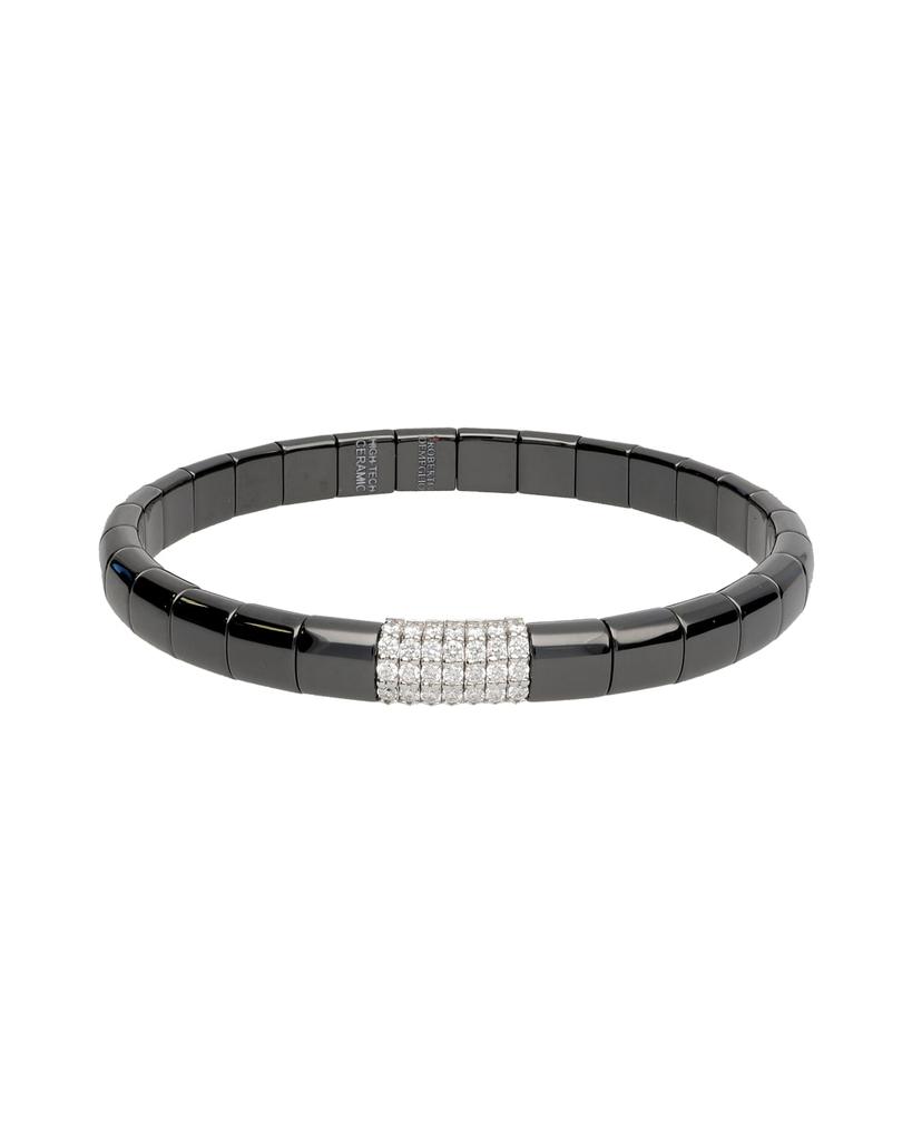 Roberto Demeglio Pura Matte Black Ceramic & 18K White Gold Bracelet with Diamonds, 0.49 tdcw