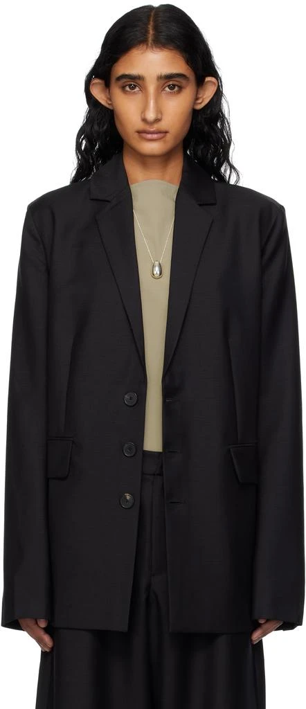 BAMBOU ROGER KWONG Black Wool & Mohair Fitted Blazer 1