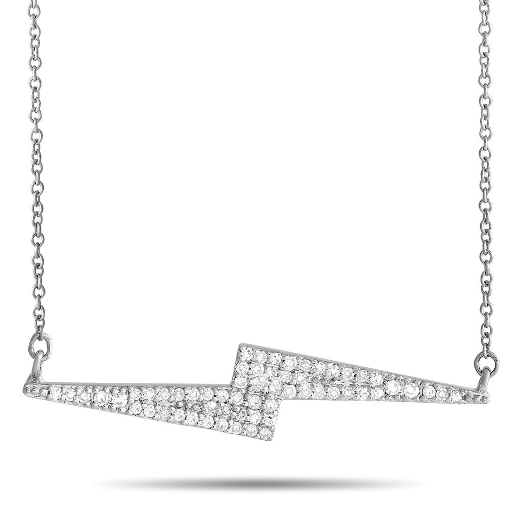 Non Branded 14K White Gold 0.25ct Diamond Lightning Bolt Necklace PN15105