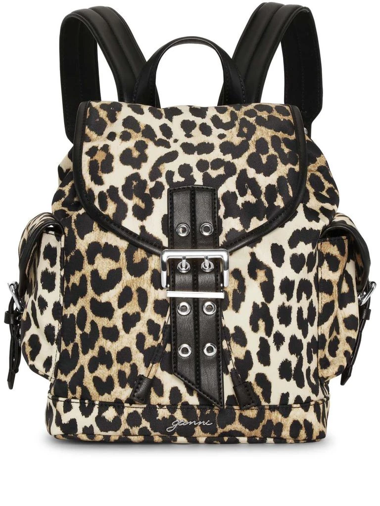 Ganni Ganni Leopard Small Nylon Bucky Backpack - Backpacks  display picture 3